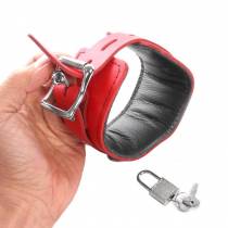 MANETTE IN PELLE ROSSA, CON SERRATURA