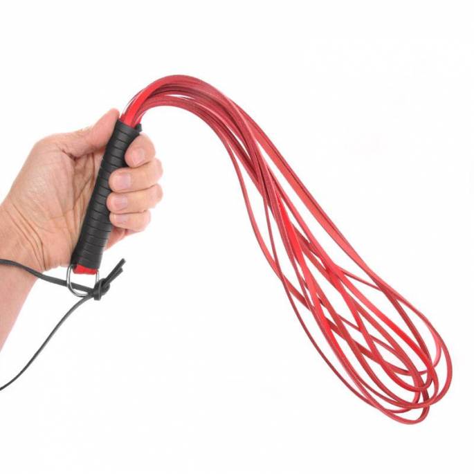 MARTINET CUIR ROUGE LANIERES BOUCLES