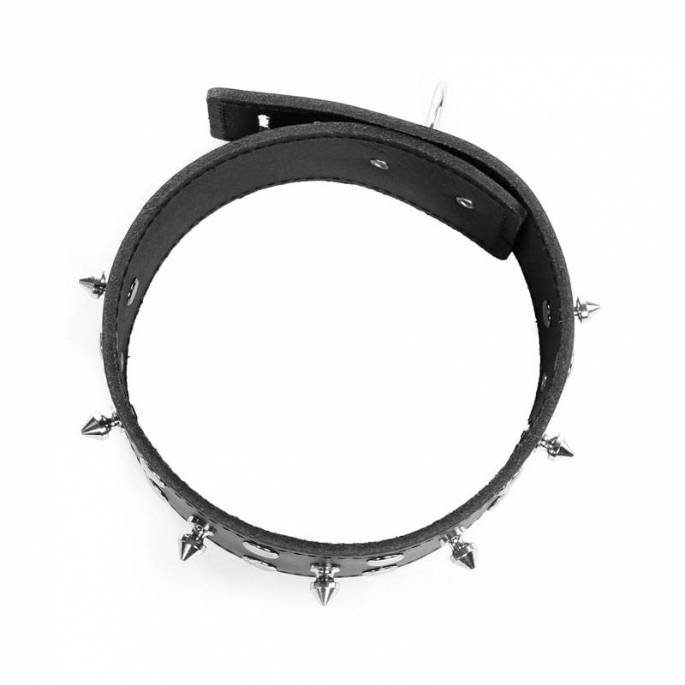 LEDERHALSBAND MIT VORHÄNGESCHLOSS + NÄGEL