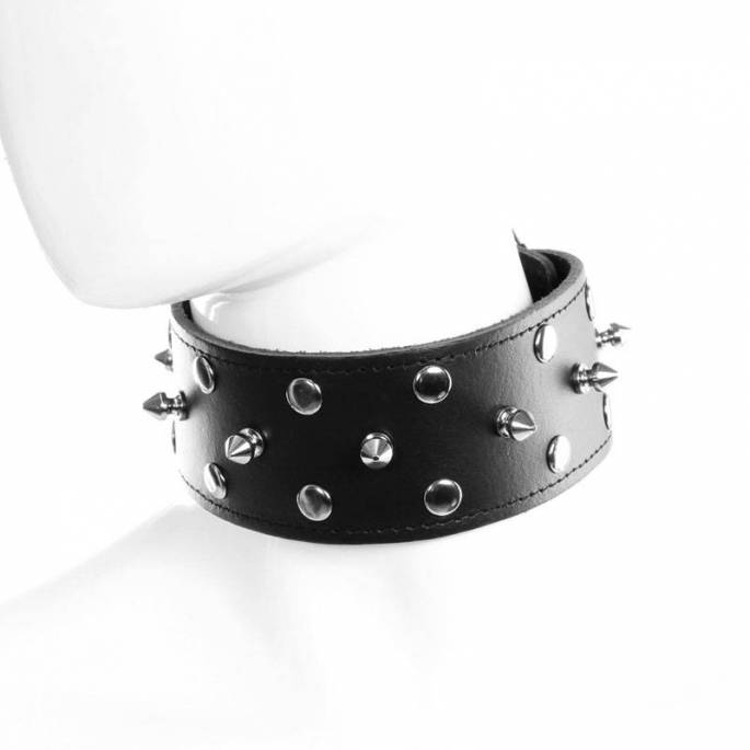 COLLIER CUIR CADENASSABLE + CLOUS