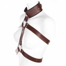 CHEST HARNESS BROWN LEATHER BANDS