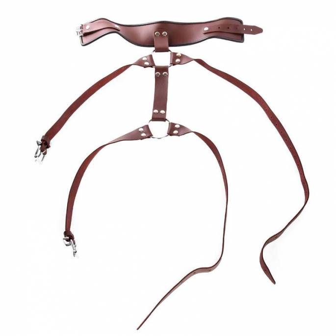 CHEST HARNESS BROWN LEATHER BANDS