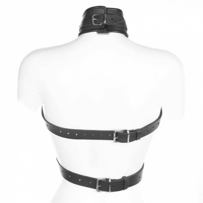 HARNAIS POITRINE BANDES CUIR NOIR