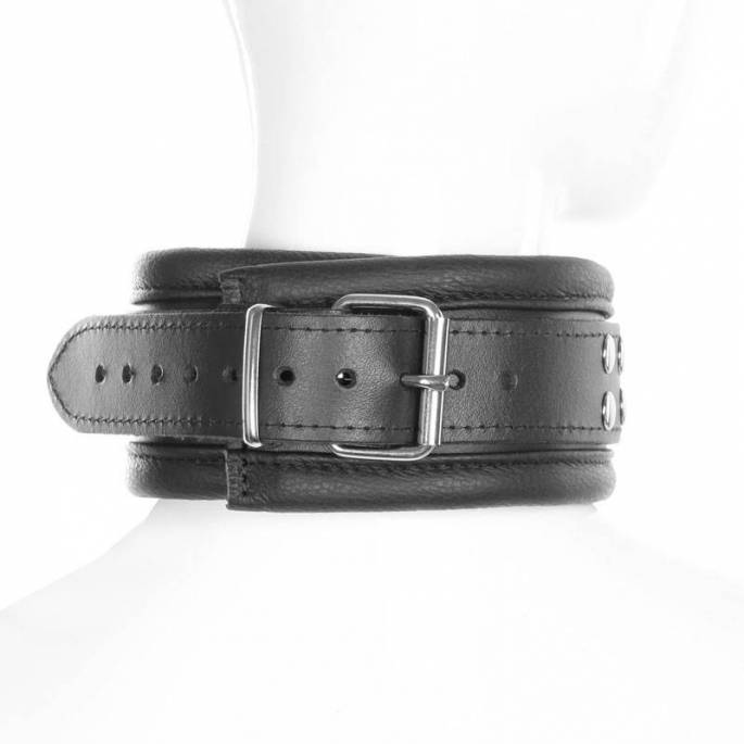 COLLIER CUIR NOIR + ANNEAU 360°