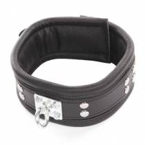 COLLAR DE CUERO NEGRO + ANILLA 360