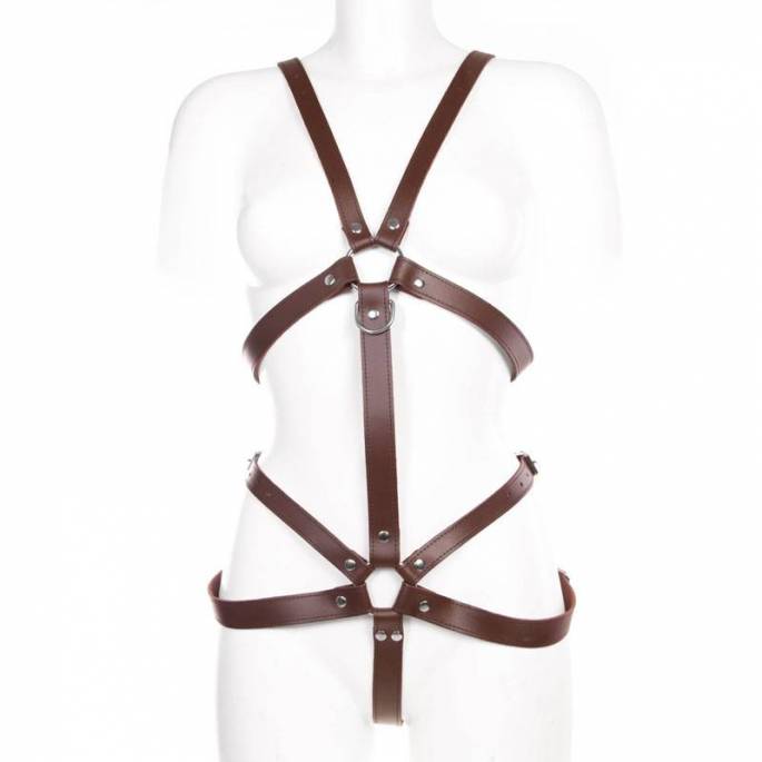 BROWN LEATHER HARNESS WOMAN