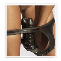 LEDERSTRING 2 INTERNE DILDOS SCHWARZ