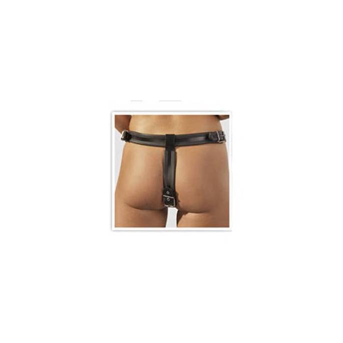 LEDERSTRING 2 INTERNE DILDOS SCHWARZ