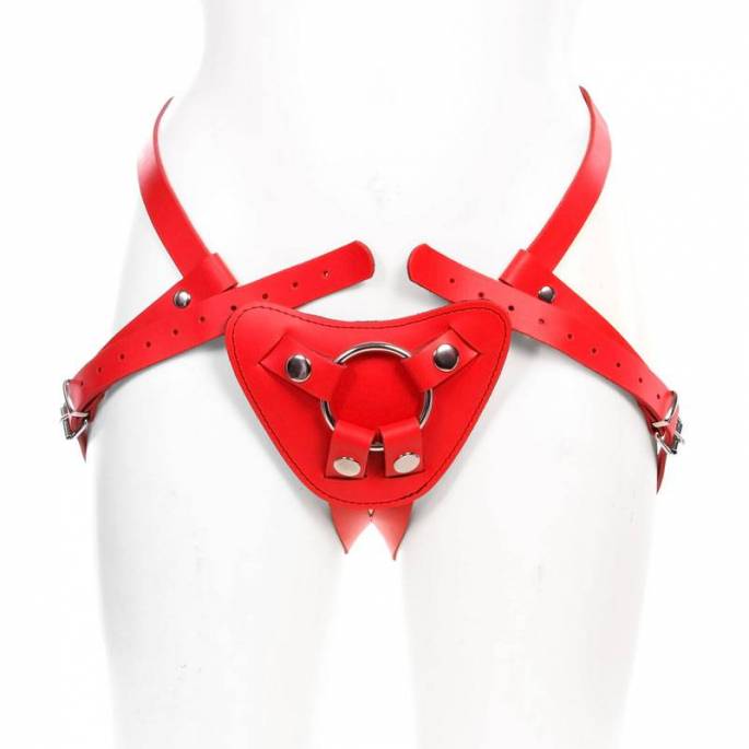 DILDOGESCHIRR AUS ROTEM LEDER