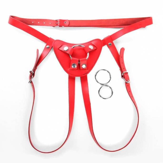 IMBRACATURA PER DILDO IN PELLE ROSSA