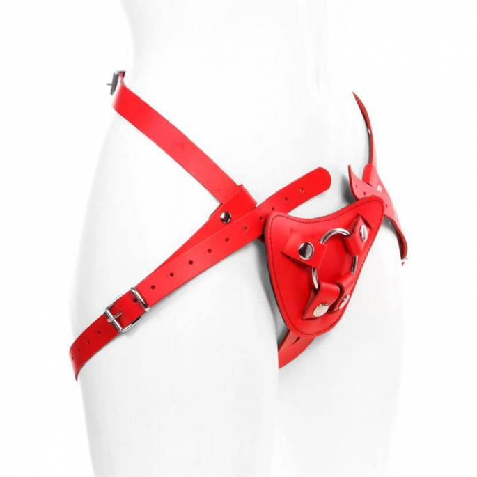 HARNAIS POUR GODE CUIR ROUGE