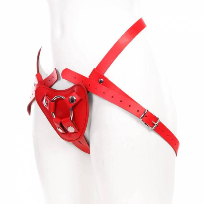 DILDOGESCHIRR AUS ROTEM LEDER