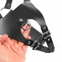 HARNAIS STRAP-ON CUIR NOIR + ANNEAU