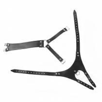 HARNAIS STRAP-ON CUIR NOIR + ANNEAU
