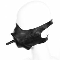 MASQUE BAS DU VISAGE LATEX NOIR + BAILLON BITE GONFLABLE