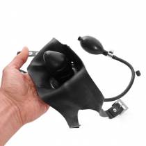 UNTERE GESICHTSMASKE AUS SCHWARZEM LATEX + AUFBLASBARER BEISSKORB