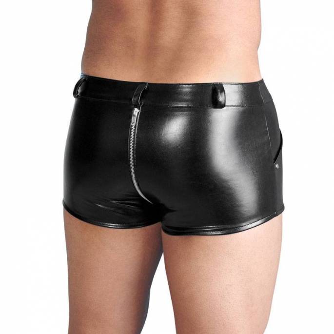 BOXERSHORTS AUS KUNSTLEDER FÜR MÄNNER MIT 3 REISSVERSCHLÜSSEN