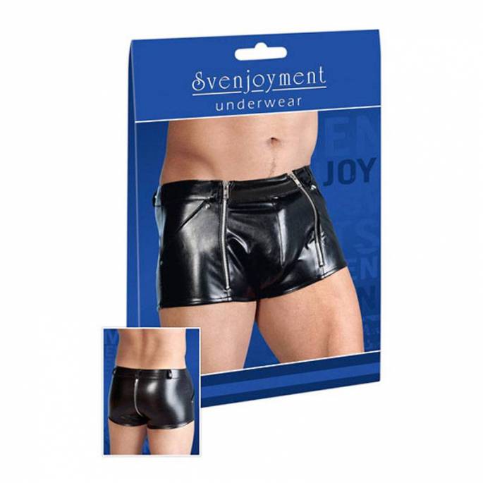 BOXERSHORTS AUS KUNSTLEDER FÜR MÄNNER MIT 3 REISSVERSCHLÜSSEN
