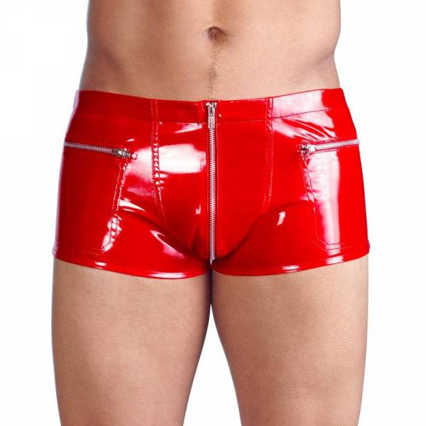 RED VINYL BOXER + POCKETS