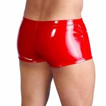BOXERSHORTS AUS ROTEM VINYL MIT REISSVERSCHLUSS + TASCHEN