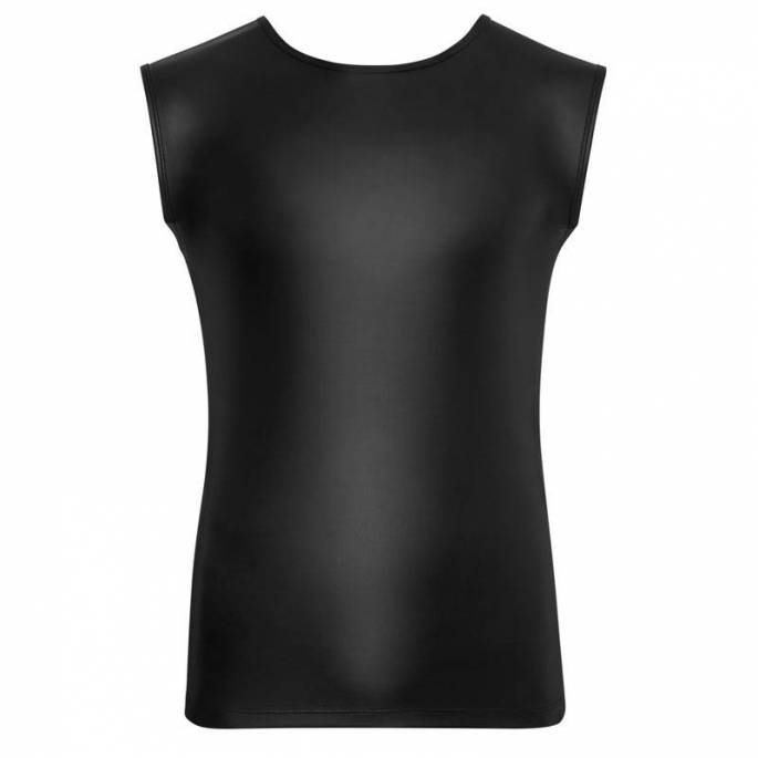 ÄRMELLOSES WETLOOK-T-SHIRT NEK