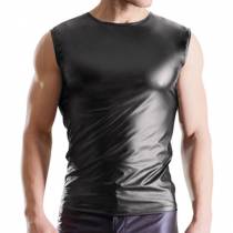 ÄRMELLOSES WETLOOK-T-SHIRT NEK