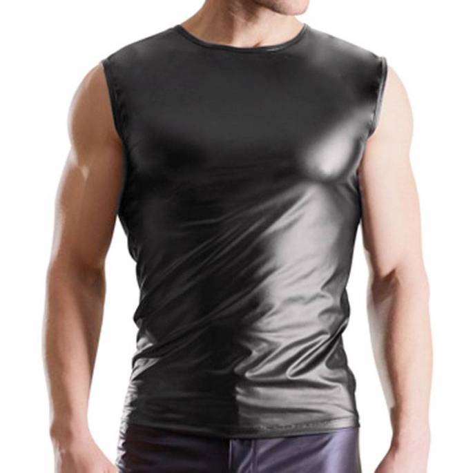 TEE SHIRT WETLOOK SANS MANCHES NEK