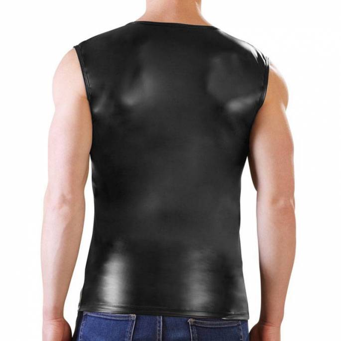 TEE SHIRT WETLOOK SANS MANCHES NEK