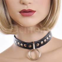 LEATHER NECKLACE RING + RIVETS