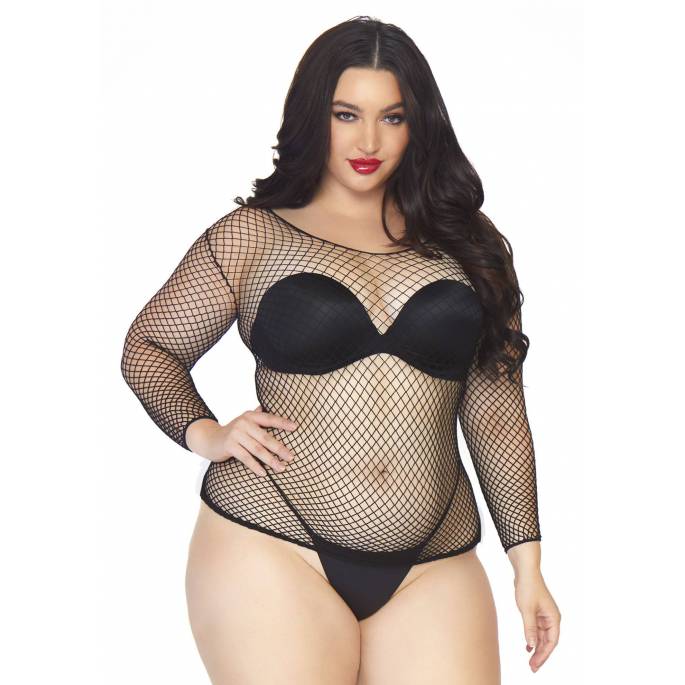 NETZARTIGES TOP MIT ÄRMELN IN GROSSEN GRÖSSEN