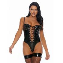 BODY VINYL NOIR ECHANCRÉ + LACET