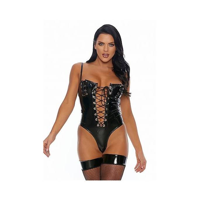 BODY VINYL NOIR ECHANCRÉ + LACET