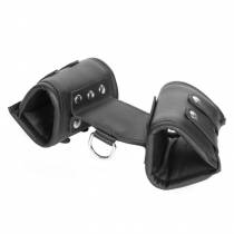 HANDSCHELLEN BREIT DOPPELGURTE LEDER SCHWARZ