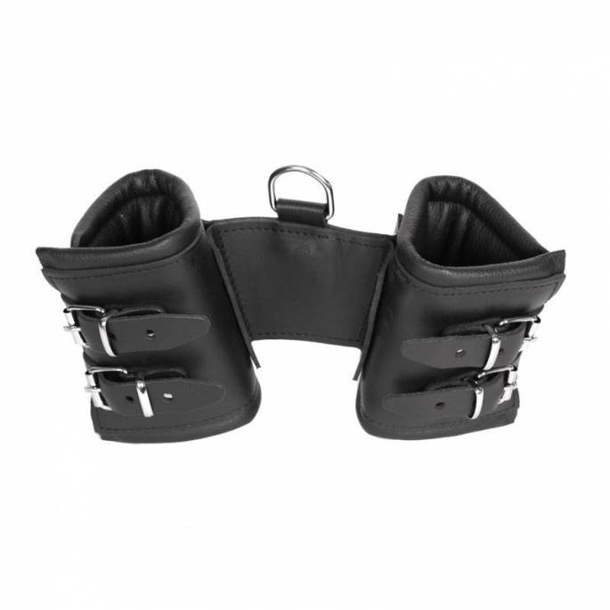 MENOTTES LARGE DOUBLE SANGLES CUIR NOIR