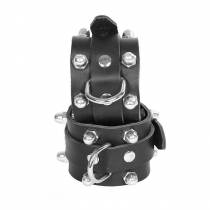 CHEVILLERES BOULONS CUIR NOIR