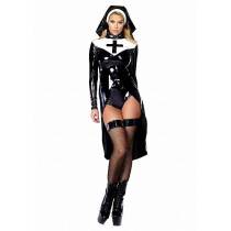 COSTUME NONNE VINYLE NOIR ET BLANC