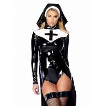 COSTUME NONNE VINYLE NOIR ET BLANC