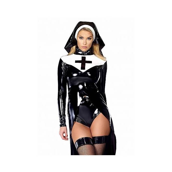 COSTUME NONNE VINYLE NOIR ET BLANC