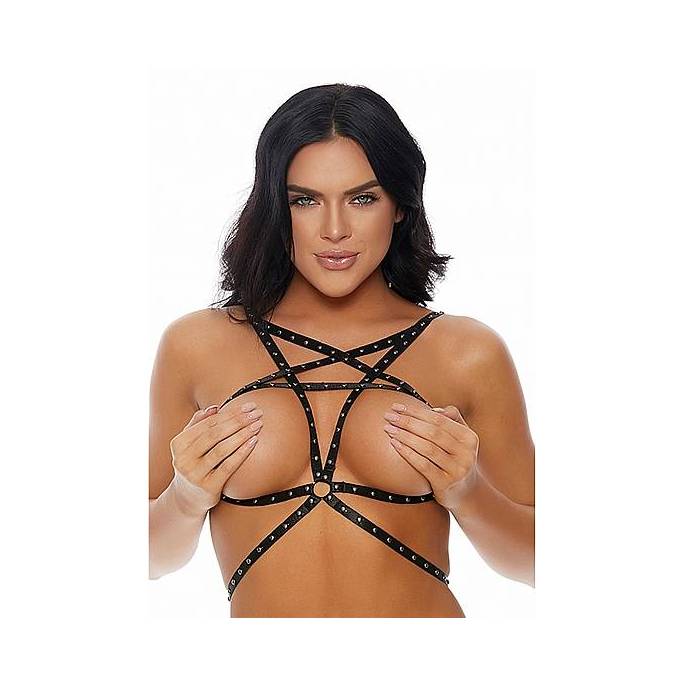 HARNAIS SG BANDES NOIRES + CLOUS PENTAGRAM INVERSÉ T.U