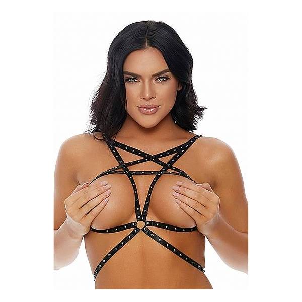 HARNAIS SG BANDES NOIRES + CLOUS PENTAGRAM INVERSÉ T.U