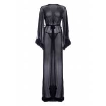 LANGER KIMONO SEGEL SCHWARZ+STRING T.U