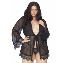 KURZER KIMONO SCHLEIER + SPITZE GROSSE GRÖSSE