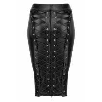 JUPE CRAYON WETLOOK LACET DOS