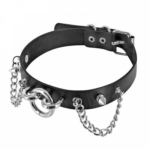BLACK NECKLACE WITH SPIKES + CHAINS T.U