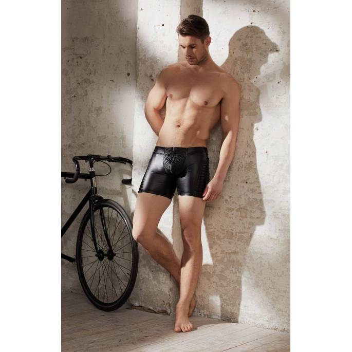 BIKER-BOXERSHORTS WETLOOK SCHWARZ