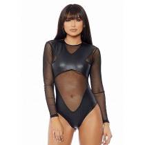 PERFORIERTER WETLOOK-BODY MIT SCHLEIER