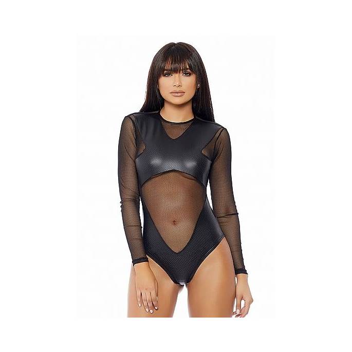 BODY WETLOOK PERFORÉ ET VOILE