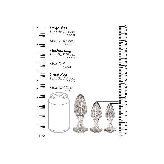 SATZ VON 3 PLUGS SILVER GLITTER