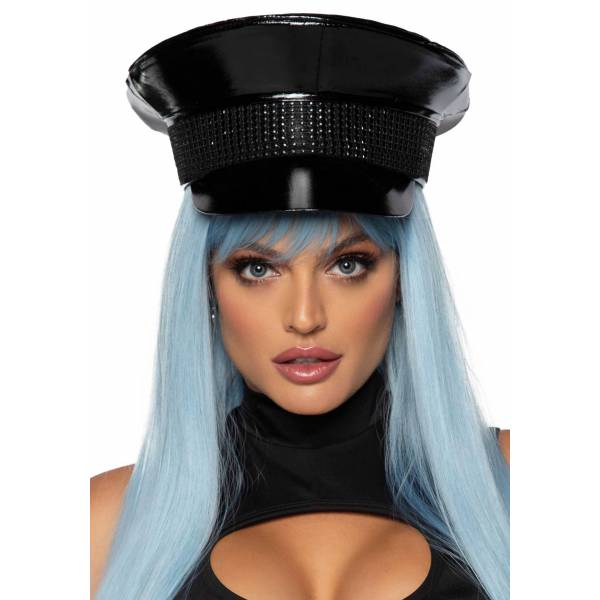 CASQUETTE MILITAIRE VINYLE NOIR