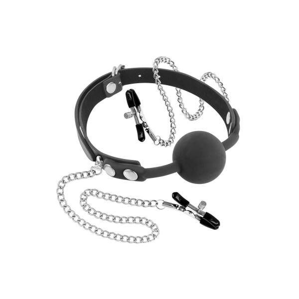 BALL GAG + BREAST CLAMPS